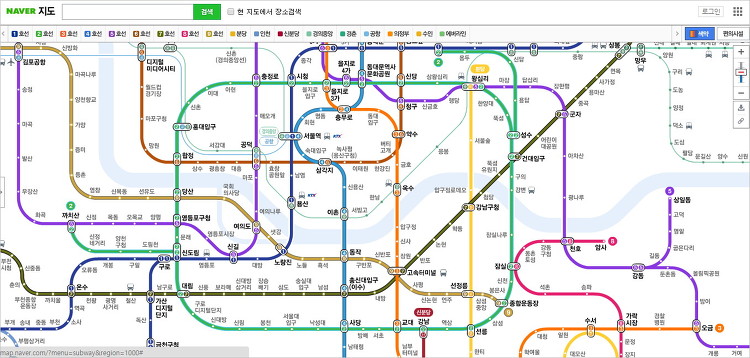 Pc 네이버 지하철노선도 색약지원 서비스