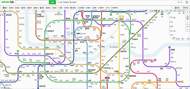 Pc 네이버 지하철노선도 색약지원 서비스