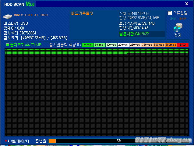 Gm Hdd Scan 2.0으로 Usb3.0 외장하드 베드섹터 검사 해 보니