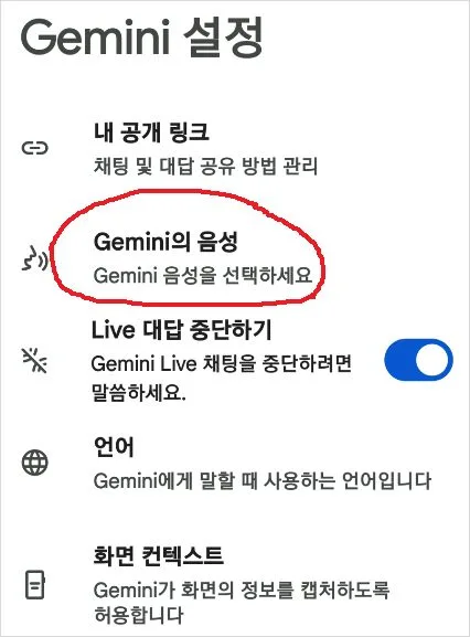 제미나이 라이브 음성 바꾸기