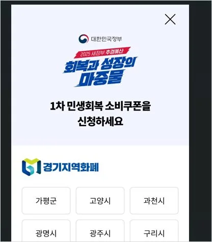 민생소비쿠폰 지역화폐 신청 방법